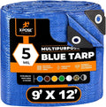 Better Blue Poly Tarp 9' x 12' - Multipurpose Protective Cover - Lightweight, Durable, Waterproof, Weather Proof - 5 Mil Thick Polyethylene - by Xpose Safety