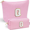 YOOLIFE Personalized Makeup Bag - Initial Cosmetic Bag for Women Travel, Cute Friend Wedding Girlfriend Birthday Gift for Teen Girls 16-18 Q