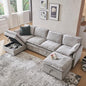 116.54" Sectional Couches for Living Room, Cloud Couch Sectional with Large Storage, U-Shape Modular Sectional Sofa with Ottoman,6 Chenille Seater with Pillow for Apartment, Bedroom, Light Grey