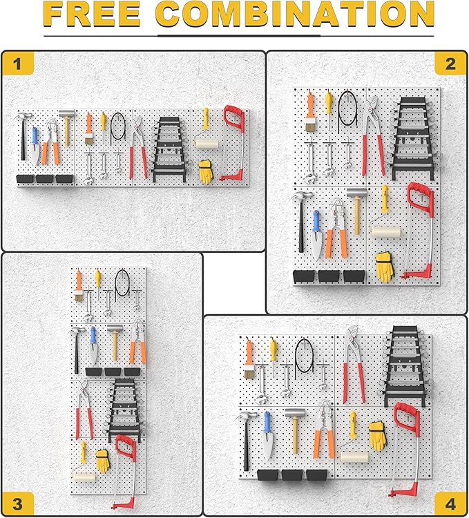 Ultrawall Metal Pegboard Panels, Pegboard Wall Organizer, Peg Boards for Wall, Garage Tool Storage Organization, 12"X16", 4pcs, Gray