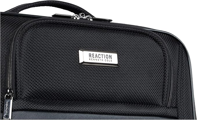 Kenneth Cole REACTION Rugged Roamer Lightweight Softside Expandable 8-Wheel Spinner Luggage, Black, 2-Piece (20” Carry-On/28” Check Size)