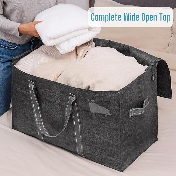 VENO 4 Pack Moving Bags, Heavy Duty, Moving Boxes Alternative, Packing Storage Supplies for Dorm Room Essentials with Zipper for Clothes, Extra Large Totes for Packaging (Dark Gray, 4 Pack)