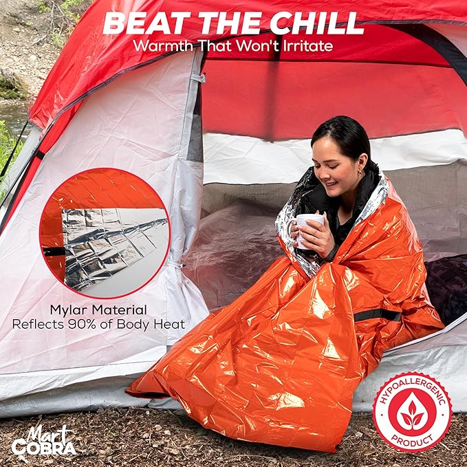 Emergency Sleeping Bag 3 Pack | for Survival Gear and Supplies Life Bivy Sack Waterproof Mylar Emergency Blankets for Survival Kit Car Camping Gear Hiking Tac Bivvy Go Bag Supplies Sleep Sacks Shelter