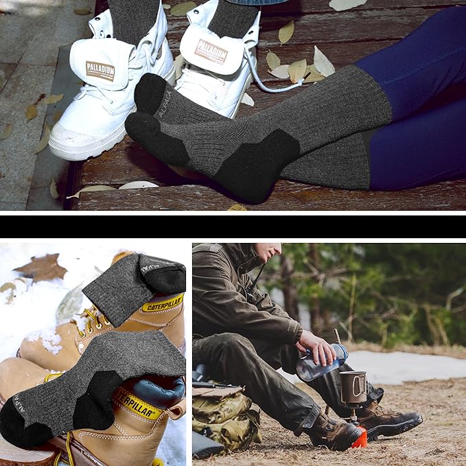 Alpaca Wool Hunting Socks 2 pairs for Men Women, Thermal Warm Compression Thick Winter Cushioned Hiking Boot Moisture Wicking