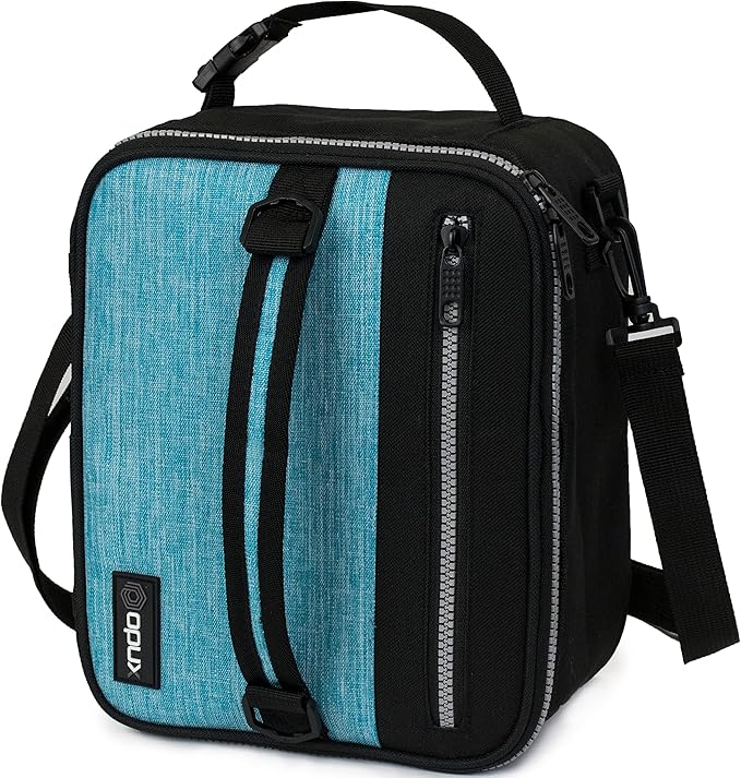 opux Insulated Lunch Box for Men Women Adult, Compact Lunch Bag for Kids Boy Girl Teen, Soft Lunch Cooler Bag for Work School, Leakproof Lunchbox Lunch Pail with Clip-on Buckle, Heather Sea Blue