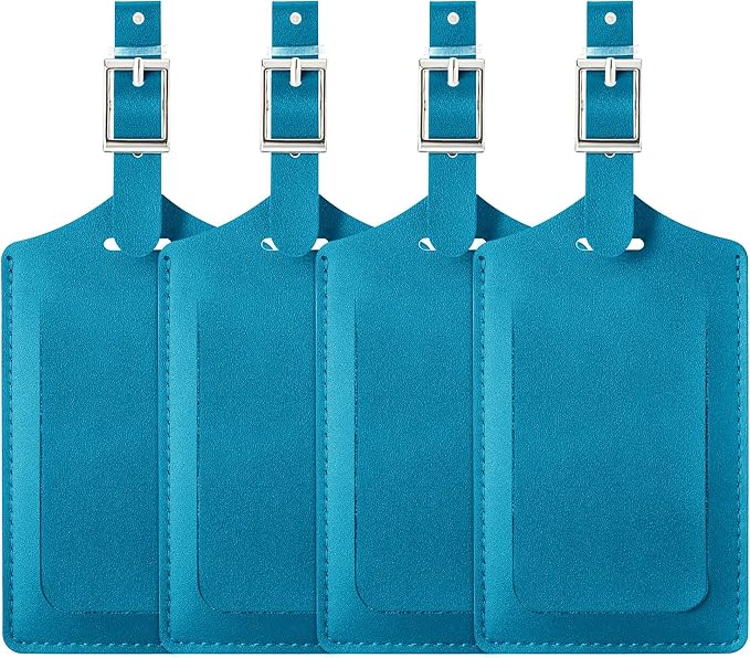 Travelambo Luggage Tags for Suitcases PU Leather Travel Tags Bag Tags Privacy Protection Travel Essentials