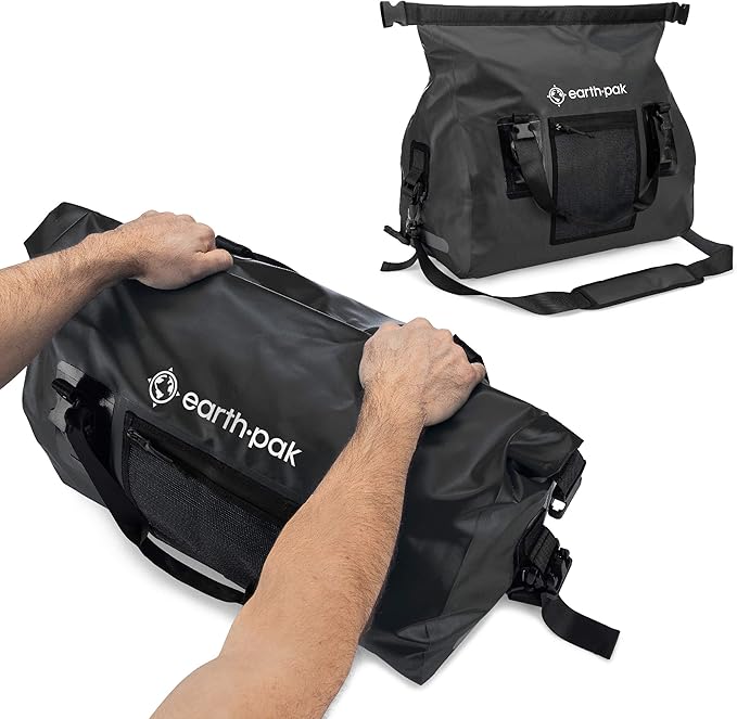 Earth Pak Waterproof Duffel Bag - Heavy Duty Motorcycle Dry Bag with Large Storage Space Perfect for Traveling, Camping, Kayaking, Fishing & Canoeing Bag 50L/70L/90L/120L Sizes