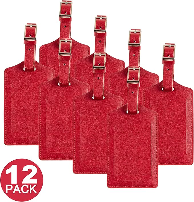 8 Pack Leather Luggage Travel Bag Tags by Travelambo