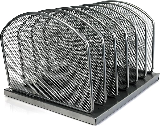 Huron 6-Slot Vertical Organizer, Black Steel Mesh