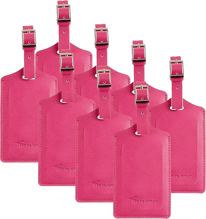 8 Pack Leather Luggage Travel Bag Tags by Travelambo