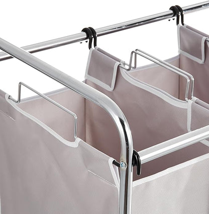 Amazon Basics 3-Bag Rectangular Laundry Bag Hamper Sorter Basket, Gray