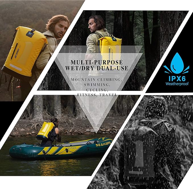 IDRYBAG Waterproof Backpack for Men 20L/30L/40L, Floating Dry Bag Kayak, Dry Backpack Hiking