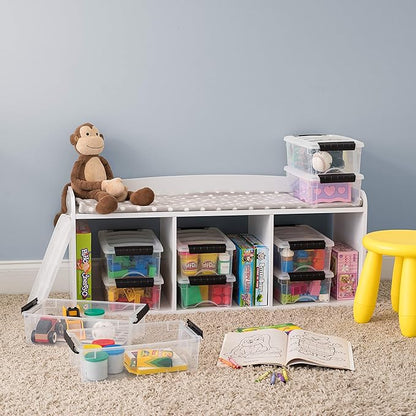 IRIS USA 6 Qt Stackable Plastic Storage Bins with Lids, 10 Pack - BPA-Free, Made in USA - See-Through Organizing Solution, Latches, Durable Nestable Containers, Secure Pull Handle - Clear