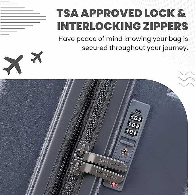 Spyder Carve 20 Inch Carry On Expandable Hardside Upright Suitcase with 360° Spinner Wheels, TSA Approved Lock, Gray