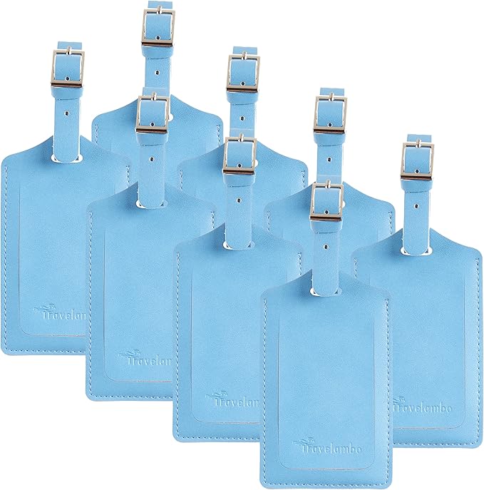 8 Pack Leather Luggage Travel Bag Tags by Travelambo