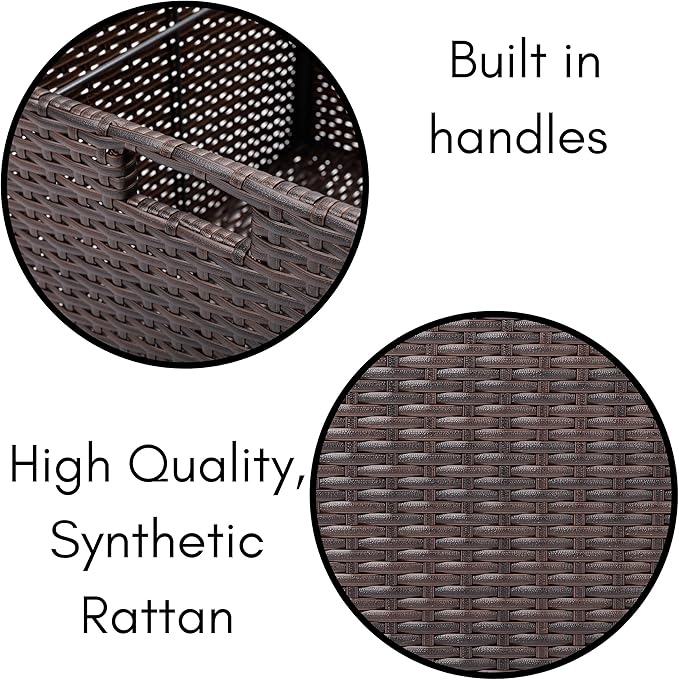 BIRDROCK HOME Rolling File Box - Storage Cabinet with Wheels - Weatherproof Rattan-Style Resin Deck Chest for Garden, Home Office - Organize Cushions, Toys, and Accessories - Storage Box - Espresso