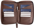 Full Grain Leather Family Passport Holder for 2-4 Passports - RFID Passport Holder and Travel Document Organizer - Large Leather Travel Wallet for Couples and Families - Brown