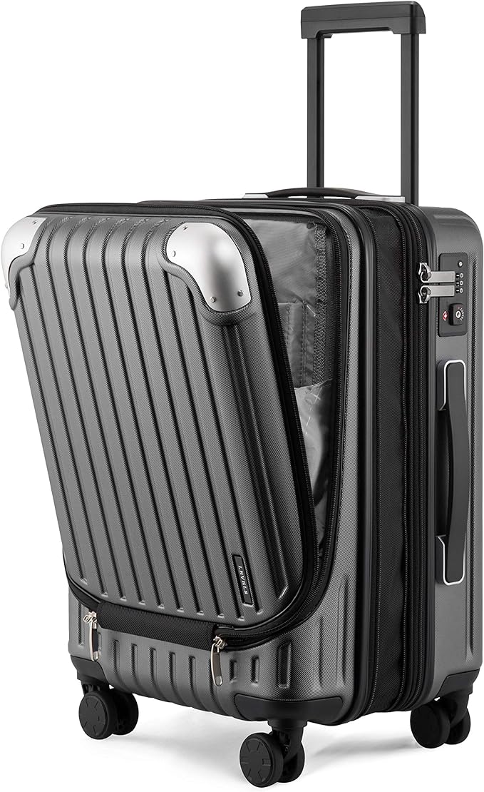 LEVEL8 Grace Carry on Luggage, 20 Inch Expandable Hard Shell Suitcases with Wheels, Abs+Pc Harshell Spinner Luggages with Tsa Lock, Travel Bag for Women Men, Grey