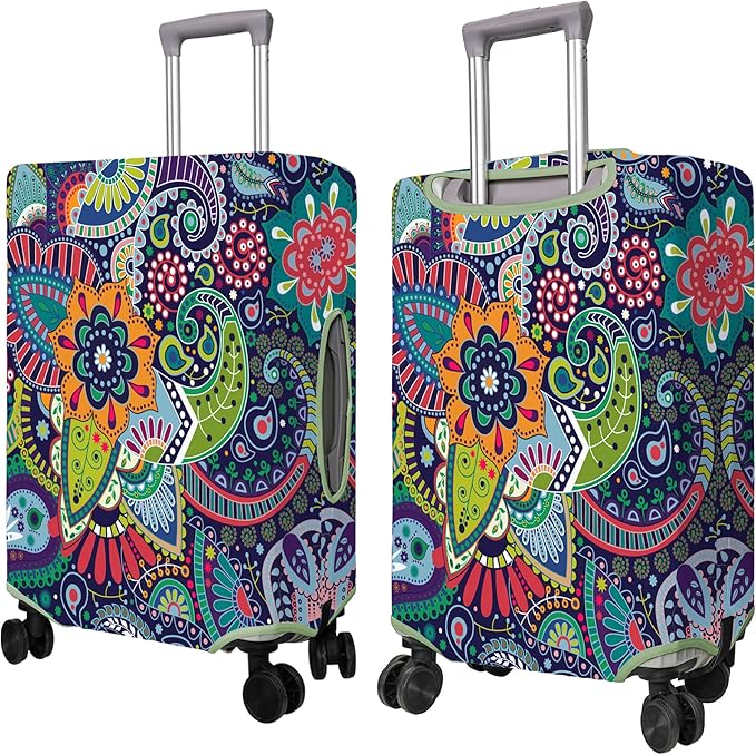 Travel Luggage Cover Suitcase Protector Fits 18-32 Inch Wheel Covers PatternedTravel Related Items Flower Luggage Protector Elastic L