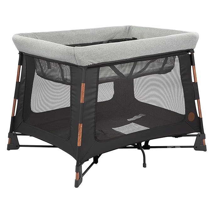 Maxi-Cosi Swift Lightweight Portable Playard, 1-Step Fold PlaypenWith Travel Bag, 2-Stage Mattress for Newborn to Toddlers, Essential Graphite