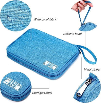 CILLA Travel Cord Organizer Case, Portable Waterproof Storage Bag for Charger, Cord, USB, Power Bank, Earphone, SD Card, Travel Essentials