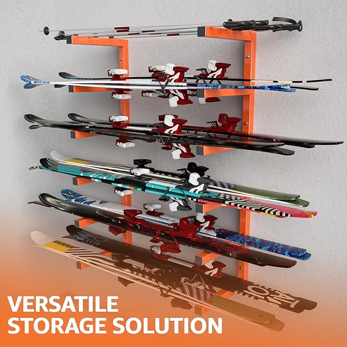 YYR Wood Organizer and Lumber Storage Rack Wall Mount, Heavy Duty Metal Shelf with 6-Level Holds Up 1200 LBS, Indoor & Outdoor Use - Orange