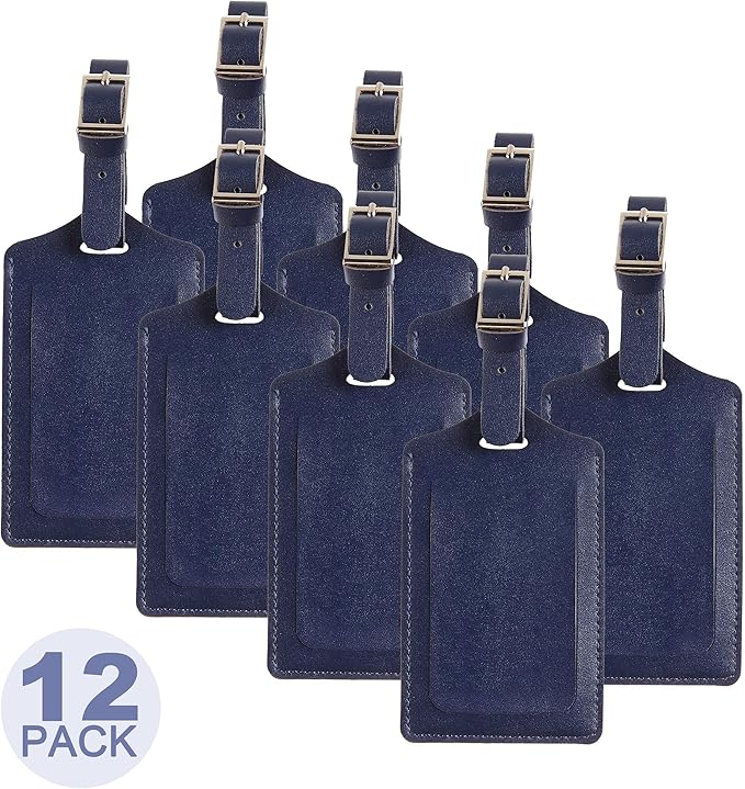 8 Pack Leather Luggage Travel Bag Tags by Travelambo