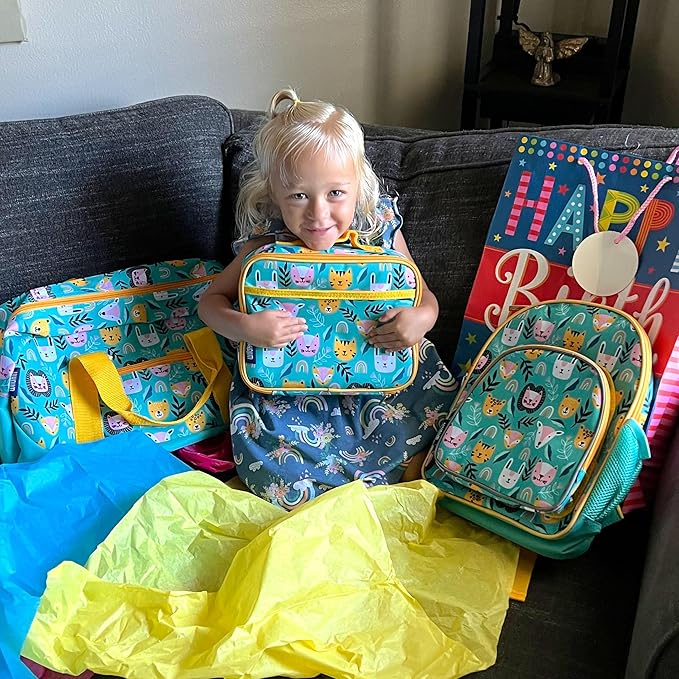 Wildkin Kids Insulated Lunch Box – Durable and Reusable for School & Travel - Party Animals
