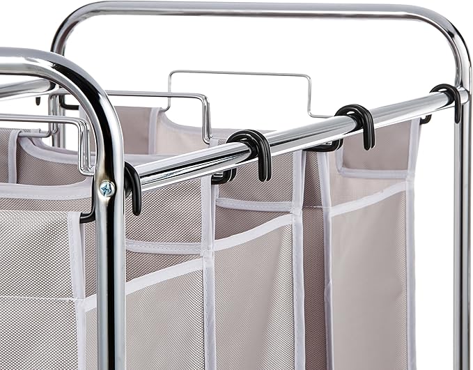Amazon Basics 3-Bag Rectangular Laundry Bag Hamper Sorter Basket, Gray