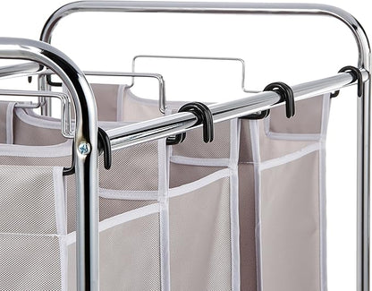 Amazon Basics 3-Bag Rectangular Laundry Bag Hamper Sorter Basket, Gray