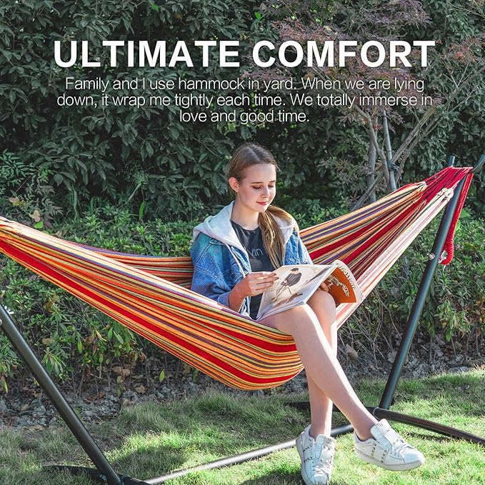 PNAEUT Hammocks and Stand Double (Red)