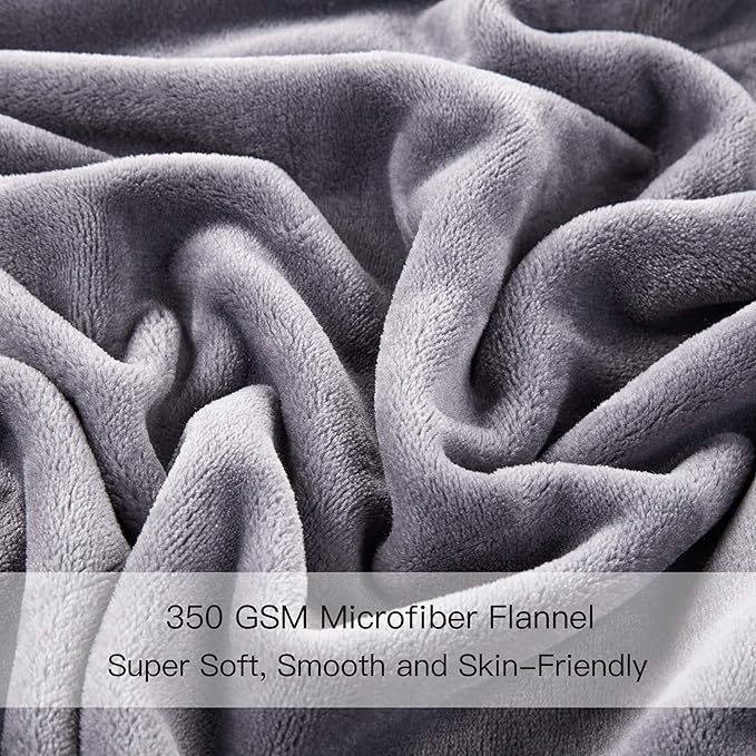 Surii Home Luxury Microfiber Flannel Blanket, Super Soft, Warm, Cozy, Fluffy, and Breathable, Perfect Throws for Bed, Couch, Sofa, for All Season Use. 350GSM Twin Size 60x80 Inches(Grey)
