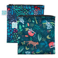 Bumkins Reusable Sandwich and Snack Bags, for Kids School Lunch and for Adults Portion, Washable Fabric, Waterproof Cloth Zip Bag, Travel Pouch, Food-Safe Storage, Large 2-pk Jungle