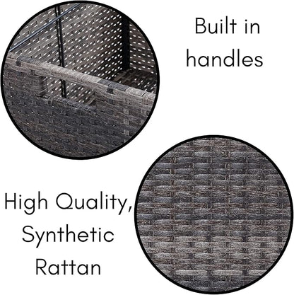 BIRDROCK HOME Rolling File Box - Storage Cabinet with Wheels - Weatherproof Rattan-Style Resin Deck Chest for Garden, Home and Office - Organize Cushions, Toys, and Accessories - Storage Box - Grey