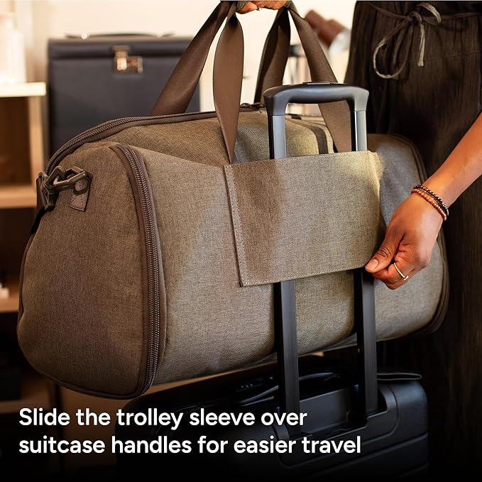 Halfday Convertible 2-in-1 Garment Duffel Weekender Bag 40L | Wrinkle-Free Travel, Hanging Suit Compartment, Shoe Pockets, Trolley Sleeve. Durable & Water-Resistant Carry-On, Cactus