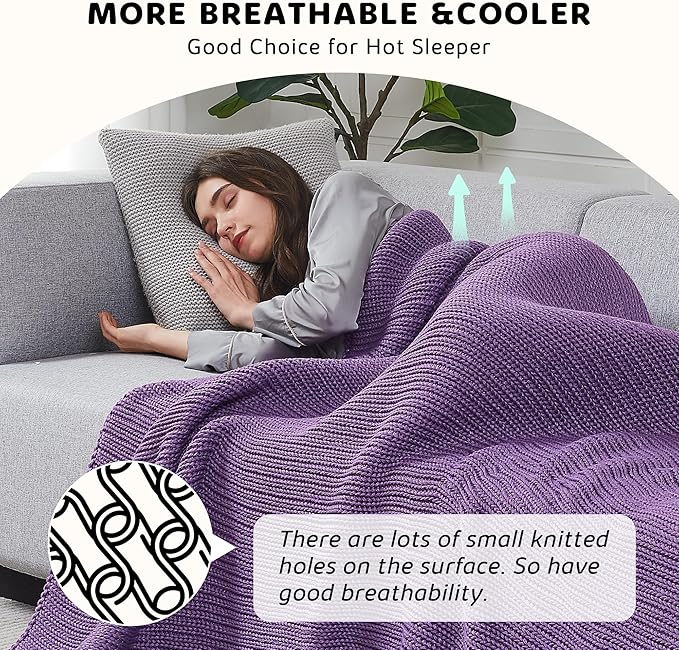 L'AGRATY Knitted Weighted Blanket - 48"x72" 20lbs Cooling Chunky Knit Heavy Blanket for Adults Braided Crochet Throw Thick Cable Yarn Knit Decorative No Beads Evenly Weighted Machine Washable