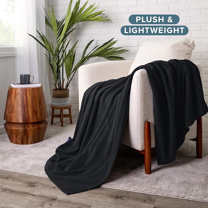 Bare Home Polar Fleece Blanket - Extra Long - Black - Warm & Cozy - Premium Fleece - Throw for Bed, Sofa, Camping, Travel and Cold Nights - Lightweight Blanket (Twin/Twin XL, Black)