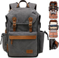 Padwa Lifestyle Gray Camera Backpack - Professional DSLR & UAV Camera Bag,Anti Theft Canvas Camera Backpack with Rain Cover,Large Capacity Photography Travel Camera Bag with Multi Compartments