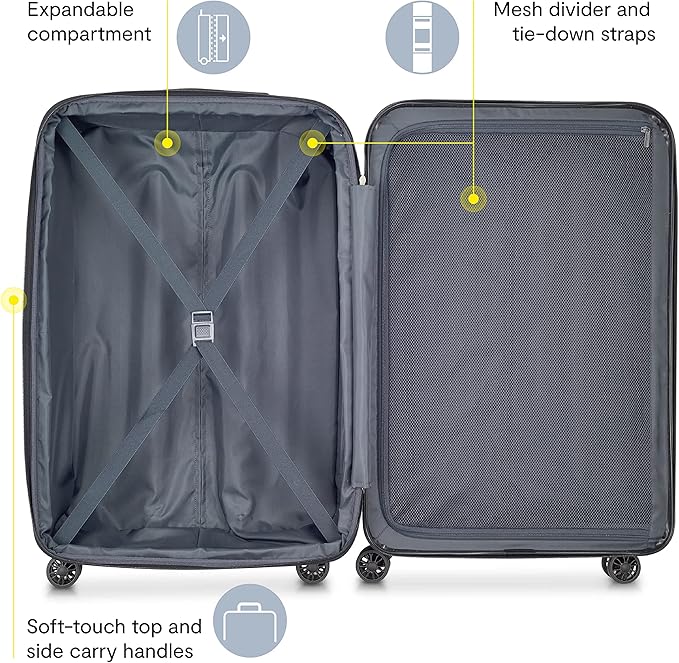 DELSEY PARIS Helium Aero Hardside Expandable Luggage with Spinner Wheels, Blue Cobalt, Checked-Large 28 Inch