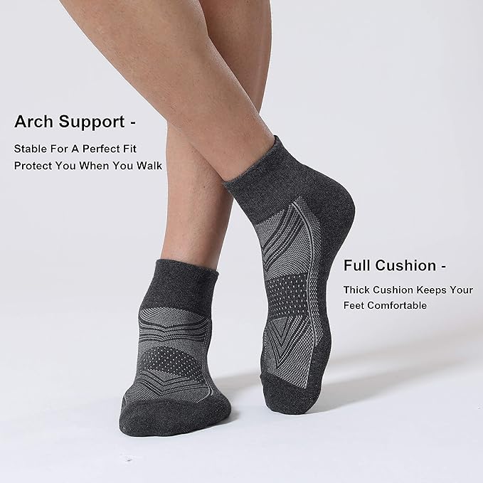 CS CELERSPORT 6 Pairs Women's Running Ankle Socks Athletic Sport Socks Cushioned