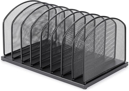 Huron 8-Slot Vertical File Binder Organizer Storage, Black Steel Mesh
