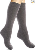 Cotton Compression Socks for Women & Men. 15-20 mmHg Support Knee-High Charcoal Gray S/M