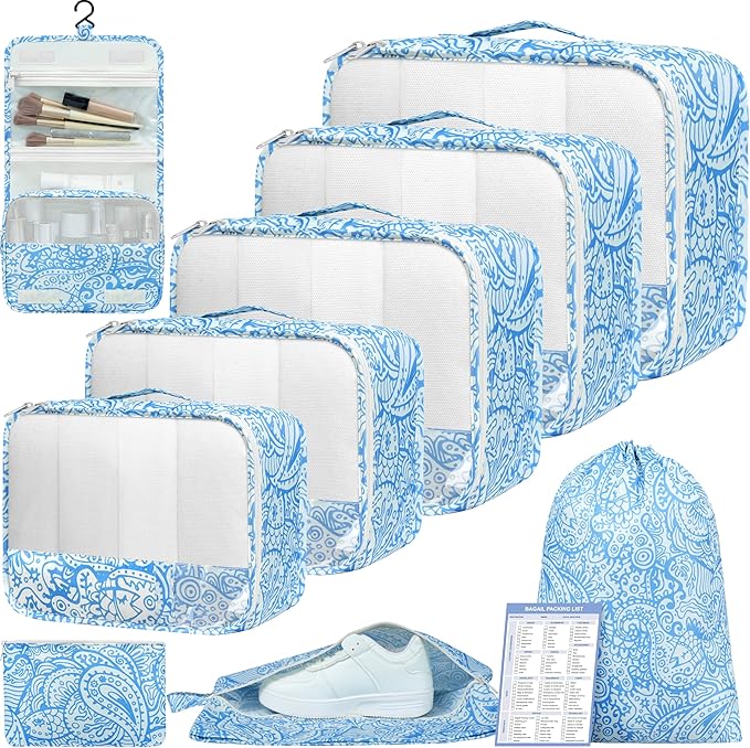 BAGAIL 9 Set Packing Cubes Luggage Packing Organizers for Travel Accessories