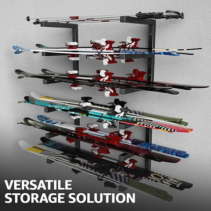 YYR Wood Organizer and Lumber Storage Rack Wall Mount, Heavy Duty Metal Shelf with 6-Level Holds Up 1200 LBS, Indoor & Outdoor Use - Black