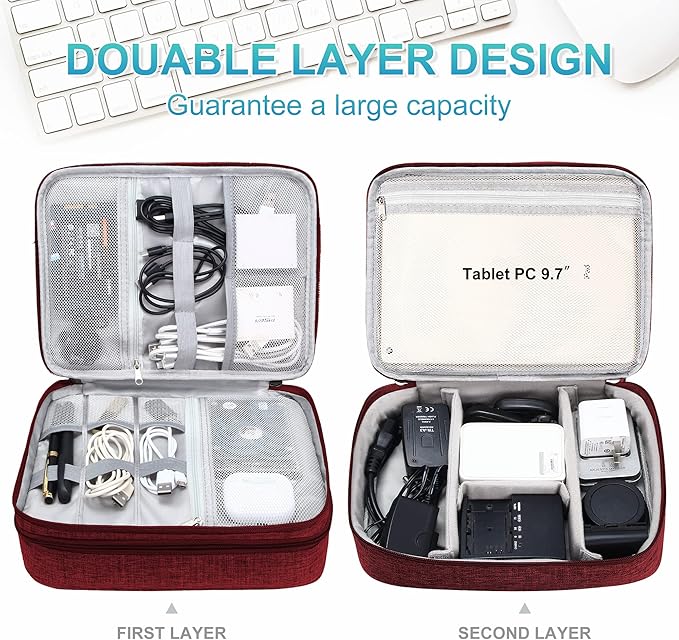 CILLA Electronics Organizer Travel, Travel Cord Organizer Case, Compact Electronics Accessories Bag for Cable, Cord, Charger, Phone
