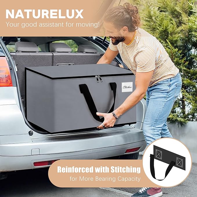 Heavy Duty Moving Bags and Moving Boxes - Extra Large Packing Bags and Storage Totes, Collapsible and Foldable Option for Moving and Storage, Multicolored, 93 L - 12 Pack