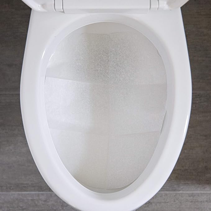 Hinlo Bowl Disposable Toilet Bowl Liners - Hygienic RV Toilet Liners, Bathroom Splash Guard for Toilets Flushable Commodes Liner Septic Safe Disposable Paper Liner Stain Prevention - 100 Pcs
