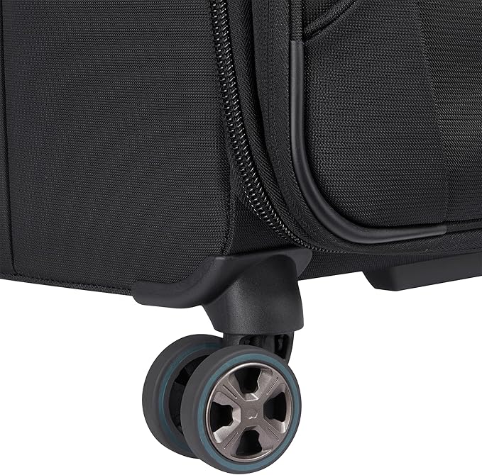 DELSEY PARIS Helium DLX Softside Expandable Luggage with Spinner Wheels, Black, Checked-Medium 25 Inch