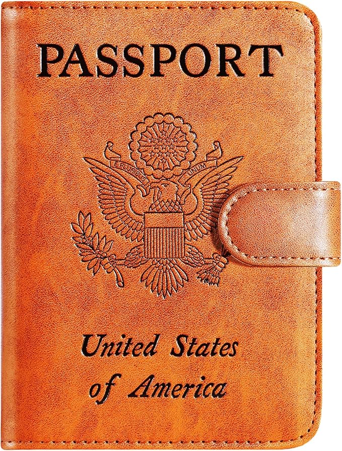 Passport Holder Cover Wallet RFID Blocking Leather Card Case Travel Accessories for Women Men (Claybank)