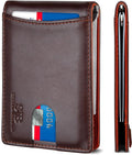 SERMAN BRANDS RFID Blocking Slim Bifold Genuine Leather Minimalist Front Pocket Wallets for Men with Money Clip Thin Mens